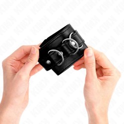 MUÑEQUERAS CON 3 ANILLAS EN D AJUSTABLE NEGRO 17.5-25 CM X 6 CM