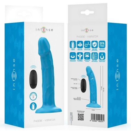 INTENSE - PHOEBE VIBRADOR REALÍSTICO 10 VIBRACIONES AZUL CONTROL REMOTO