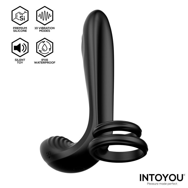 Synkox Girth Gainer con Doble Anillo para el Pene con Vibración