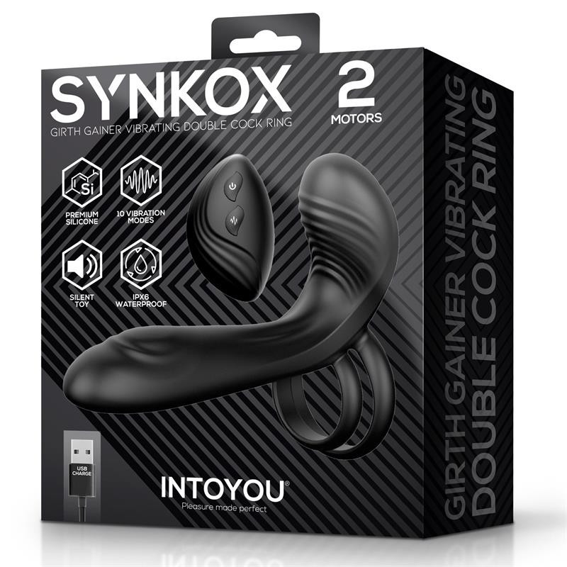 Synkox Girth Gainer con Doble Anillo para el Pene con Vibración