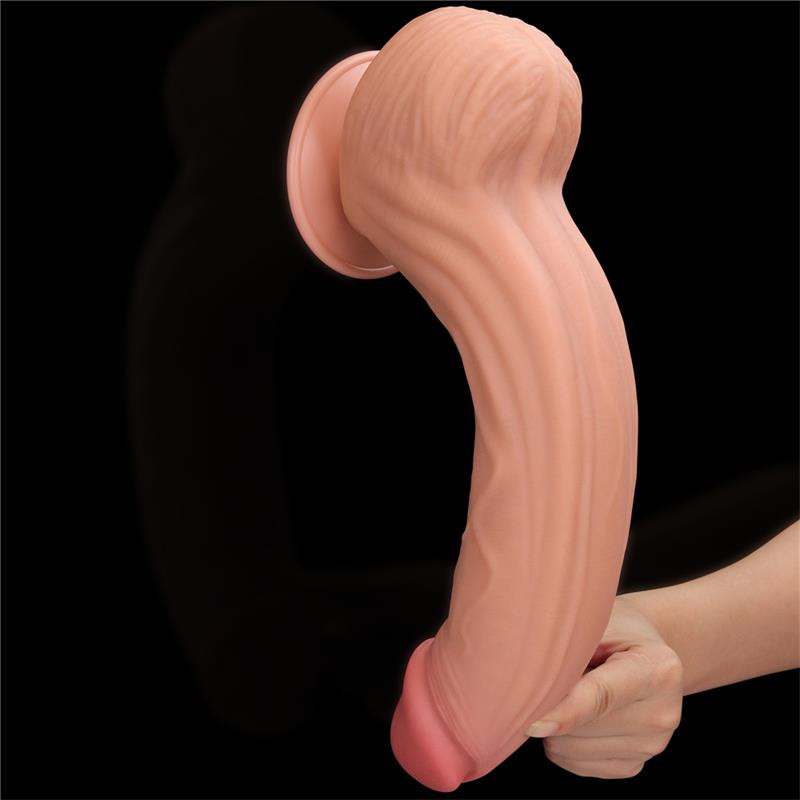 Dildo Dual Layer Piel Retractil 12"