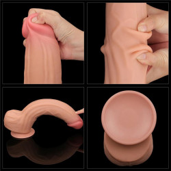 Dildo Dual Layer Piel Retractil 12"