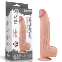 Dildo Dual Layer Piel Retractil 12"