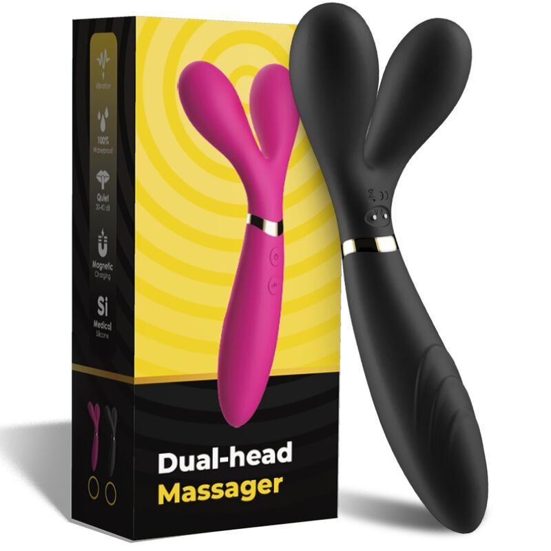 Y-Wand Masajeador &amp; Vibrador Cabeza Doble Negro