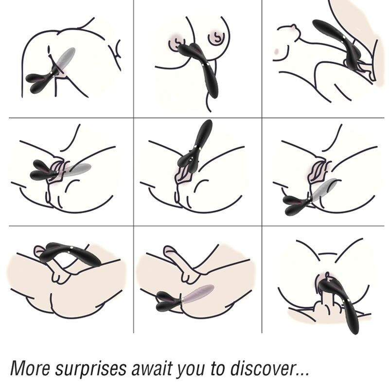 Y-Wand Masajeador &amp; Vibrador Cabeza Doble Negro