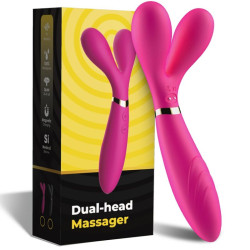 Y-Wand Masajeador &amp; Vibrador Cabeza Doble Fucsia