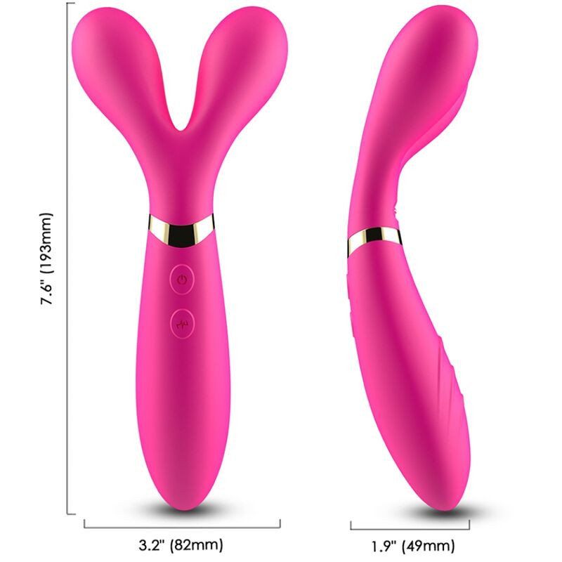 Y-Wand Masajeador &amp; Vibrador Cabeza Doble Fucsia