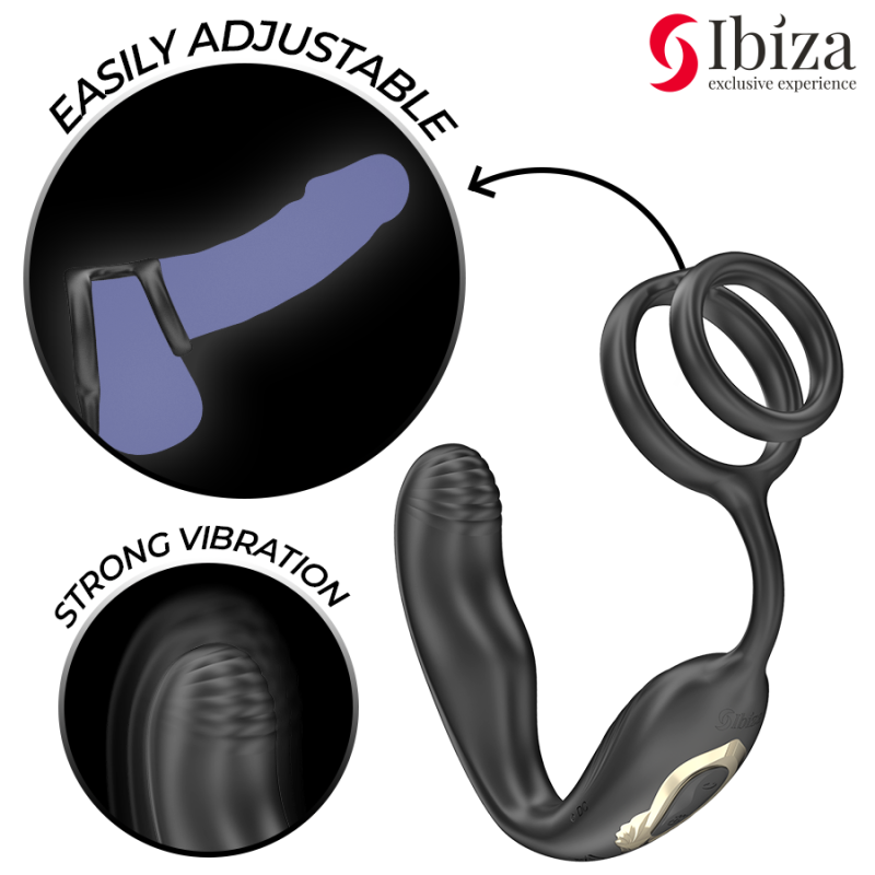 Wiggle Plug Anal Rotador Control Remoto Con Vibro-Perineo Y Anillas Potenciadoras De Pene