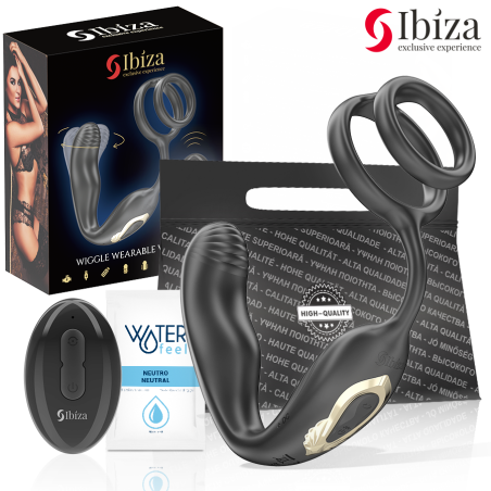 Wiggle Plug Anal Rotador Control Remoto Con Vibro-Perineo Y Anillas Potenciadoras De Pene