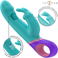 VIBRADOR RABBIT CON ESTIMULADOR ROTATORIO DEL PUNTO G AZUL INTENSE