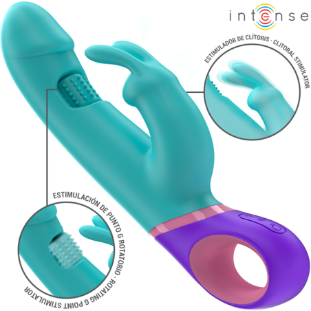 VIBRADOR RABBIT CON ESTIMULADOR ROTATORIO DEL PUNTO G AZUL INTENSE