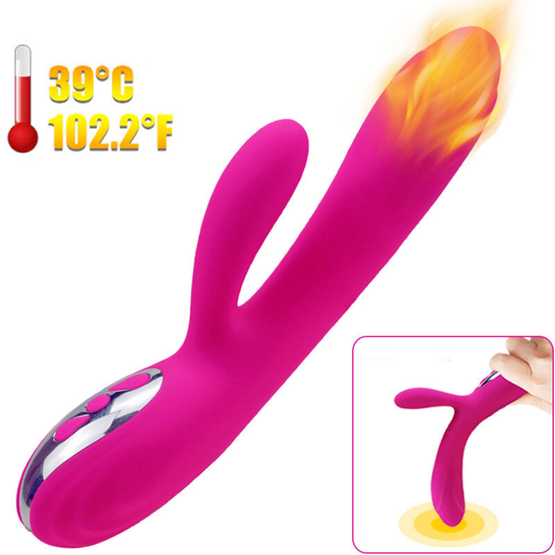 VIBRADOR &amp; ESTIMULADOR FLEXIBLE EFECTO CALOR FUCSIA