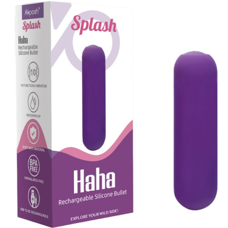 Splash Haha Bala Vibradora Silicona 10 Vibraciones 7,5 x 1,9 cm Morado