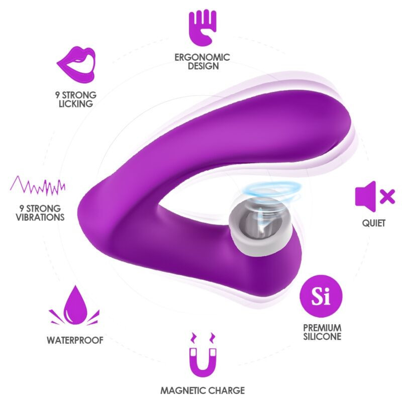 Secretkiss estimulador con lengua clitoris &amp; vibrador curvo violeta