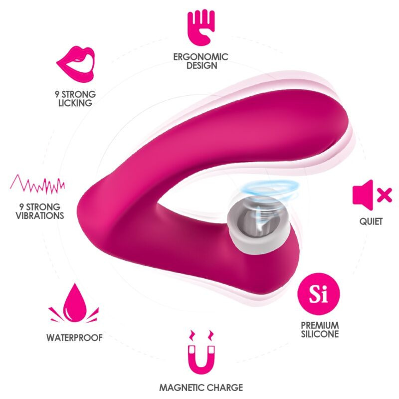 Secretkiss estimulador con lengua clitoris &amp; vibrador curvo fucsia