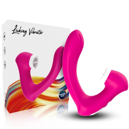 Secretkiss estimulador con lengua clitoris & vibrador curvo fucsia