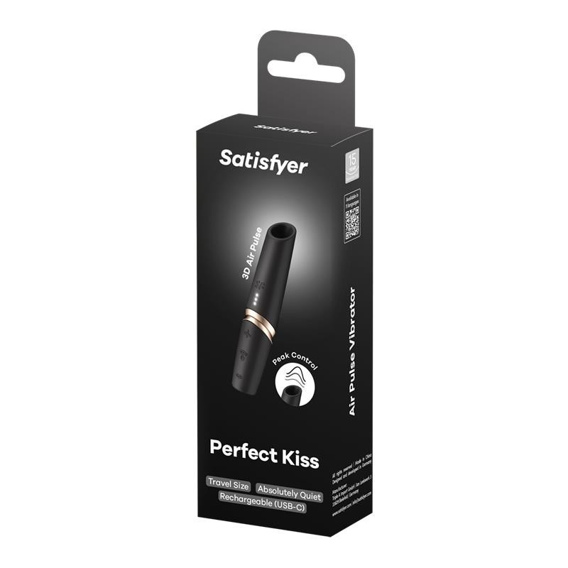 SATISFYER - PERFECT KISS ESTIMULADOR CLÍTORIS POR ONDAS NEGRO / DORADO