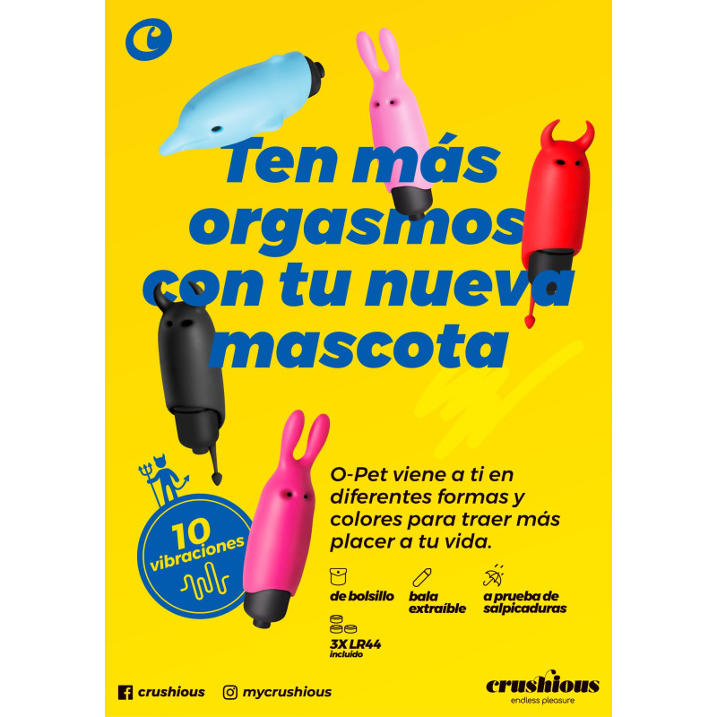 O-Pet Diablo Con Bala De 10 Vibraciones Negro