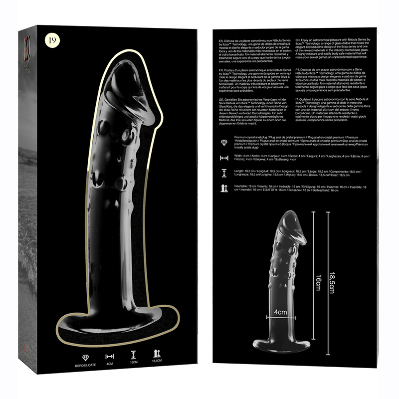 NEBULA SERIES BY IBIZA - MODELO 19 DILDO CRISTAL TRANSPARENTE 18.5 CM -O- 4 CM