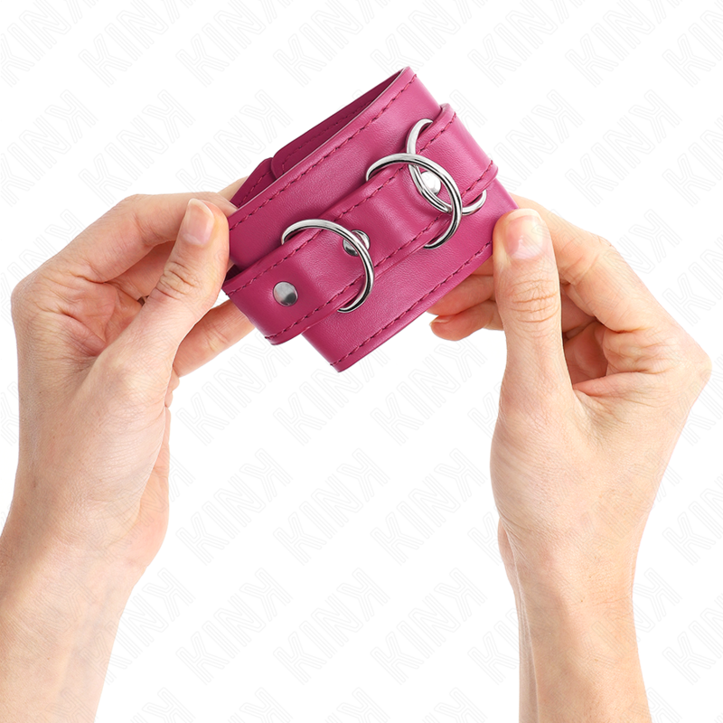 MUÑEQUERAS CON 3 ANILLAS EN D AJUSTABLE ROSA 17.5-25 CM X 6 CM