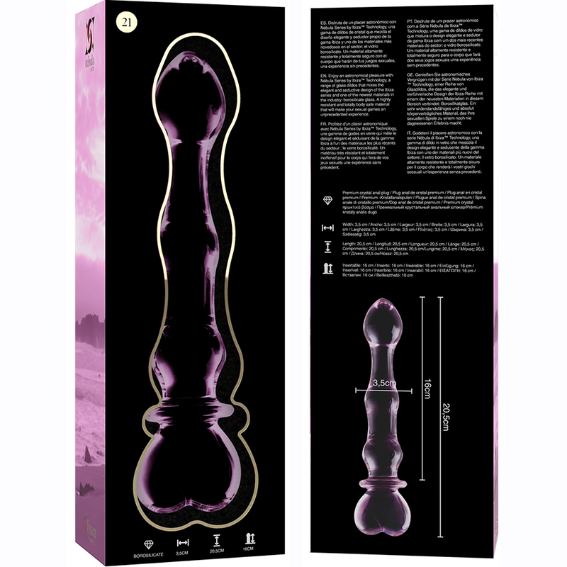 Modelo 21 Dildo Cristal Rosa 20.5 cm -O- 3.5 cm