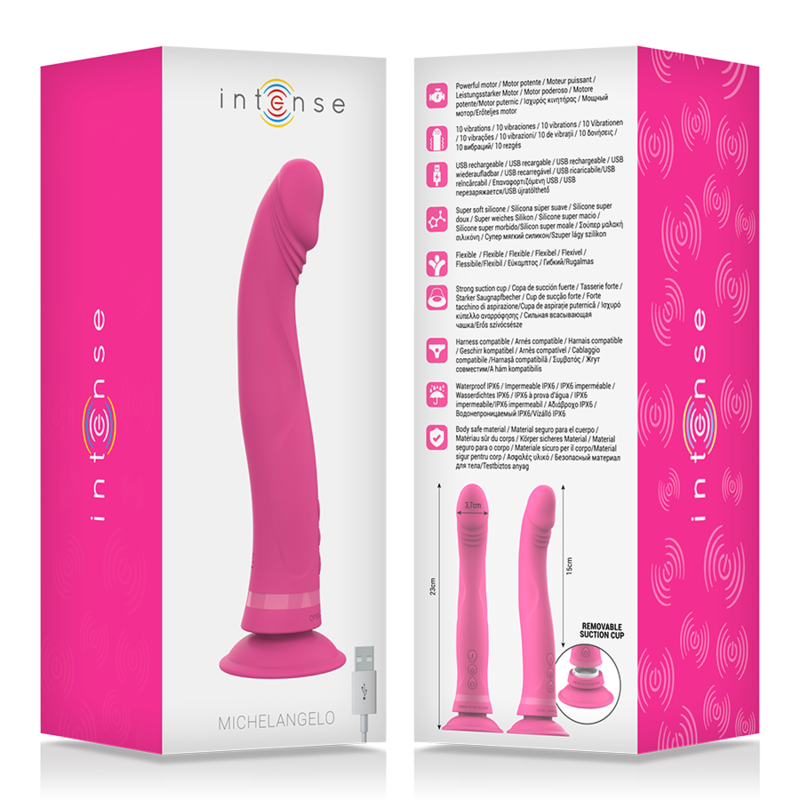 MICHELANGELO DILDO VIBRADOR SILICONA ROSA