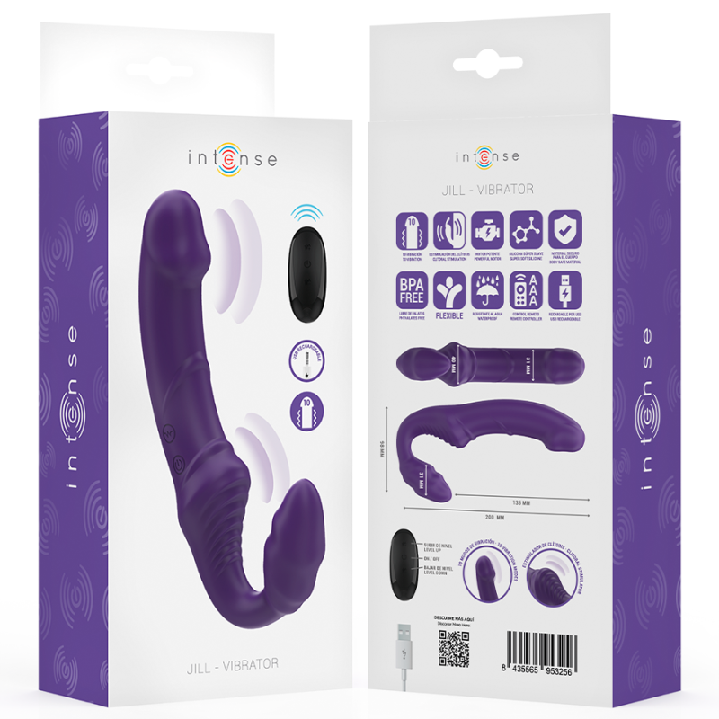 JILL VIBRADOR DOBLE 20 CM VIOLETA CONTROL REMOTO