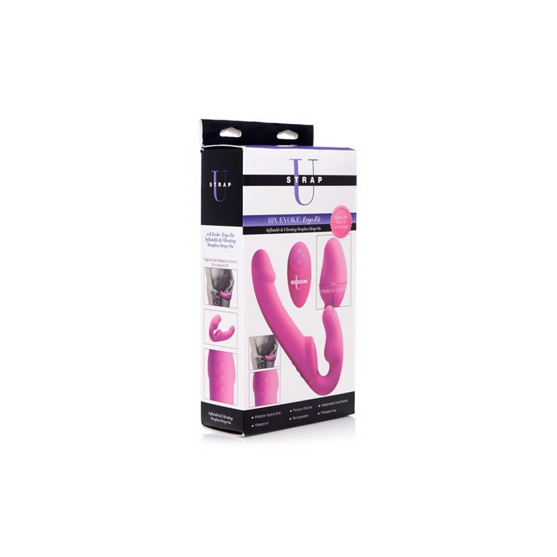 INFLATABLE VIBRADOR DOBLE FUNCION INFLABLE CONTROL REMOTO ROSA STRAP U