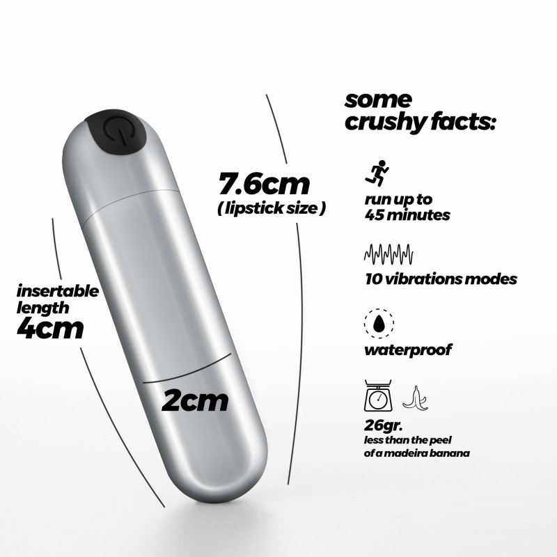 Imoan bala vibradora recargable plateada