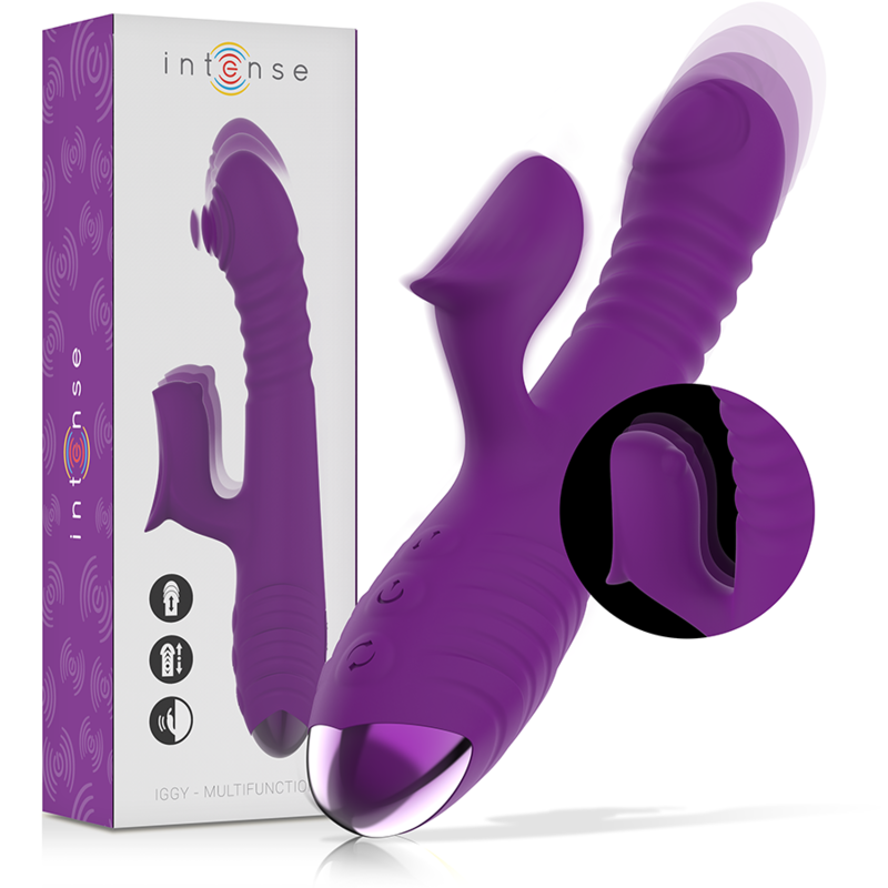 IGGY VIBRADOR MULTIFUNCIÓN RECARGABLE UP & DOWN CON ESTIMULADOR DE CLITORIS MORADO