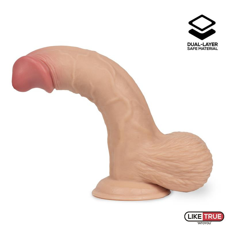 Fentok Dildo Realista Testículos Completos Dual Layer Retractil 7.5"