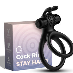 Anillo Doble Vibrador Pareja - Rabit Negro - Armony - Traveler