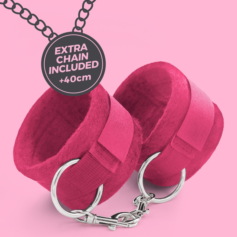 Esposas de Velcro Tough Love Con Cadena de 40cm Extra Rosa
