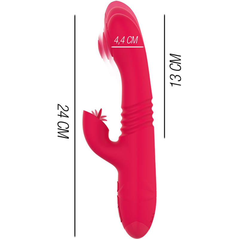 DUA VIBRADOR MULTIFUNCIÓN RECARGABLE UP &amp; DOWN CON LENGUA ROJO