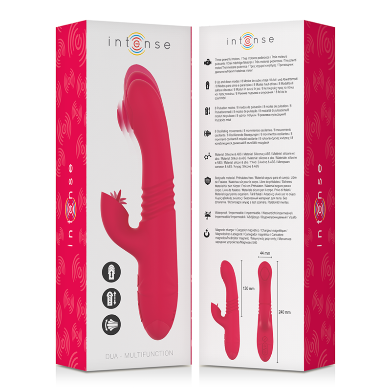 DUA VIBRADOR MULTIFUNCIÓN RECARGABLE UP &amp; DOWN CON LENGUA ROJO