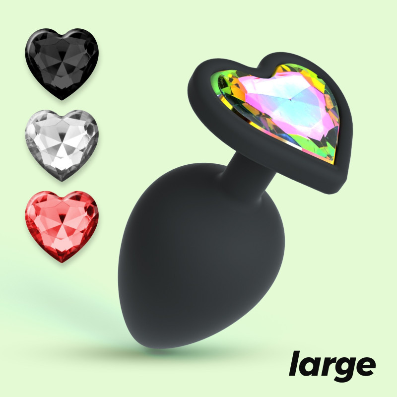 Cuore plug anal grande con 4 joyas