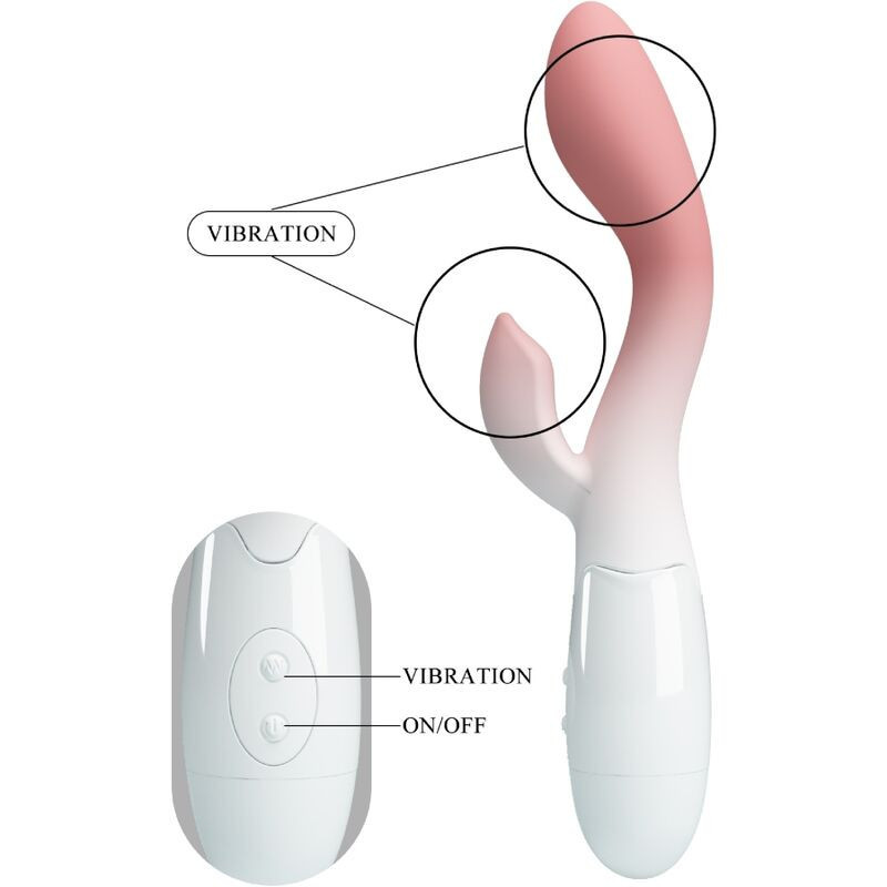 BRIGHTY VIBRADOR PUNTO G + ESTIMULADOR CLÍTORIS 30 VIBRACIONES ROSA