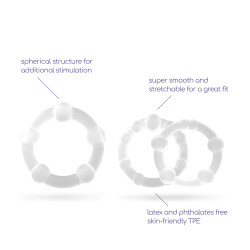 Conjunto De Anillos De Pene Triple Bead Transparentes