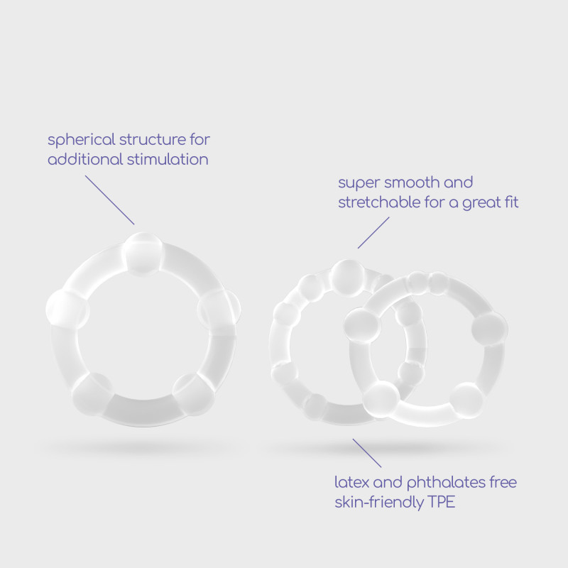 Conjunto De Anillos De Pene Triple Bead Transparentes