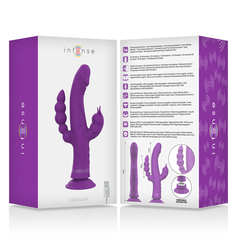 CASANOVA VIBRADOR RABBIT SILICONA TRIPLE MOTOR MORADO