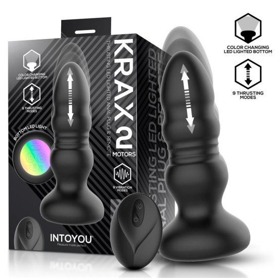 Krax Plug Anal con Vibración, Thrusting y Luz Led con Control Remoto