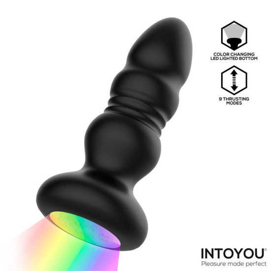Krax Plug Anal con Vibración, Thrusting y Luz Led con Control Remoto