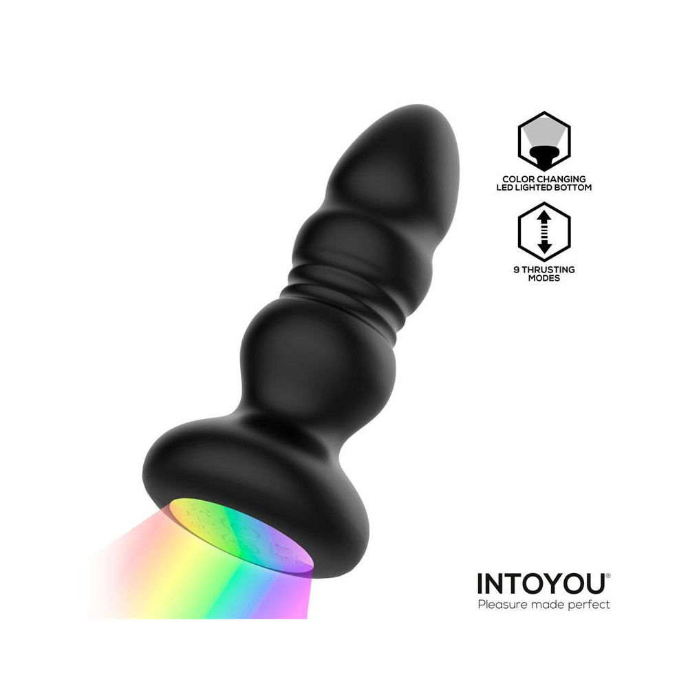 Krax Plug Anal con Vibración, Thrusting y Luz Led con Control Remoto