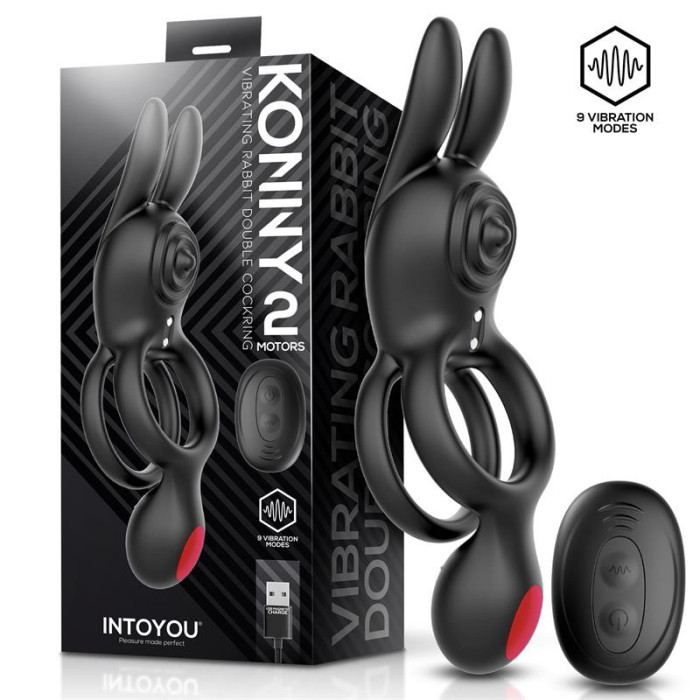 Konny Anillo Vibrador Doble con Conejito y Control Remoto