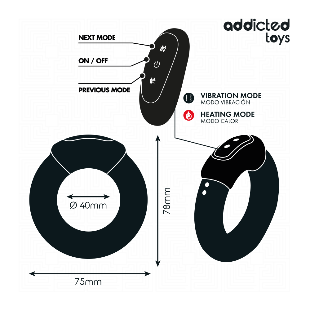 ANILLO PENE VIBRADOR EFECTO CALOR CONTROL REMOTO