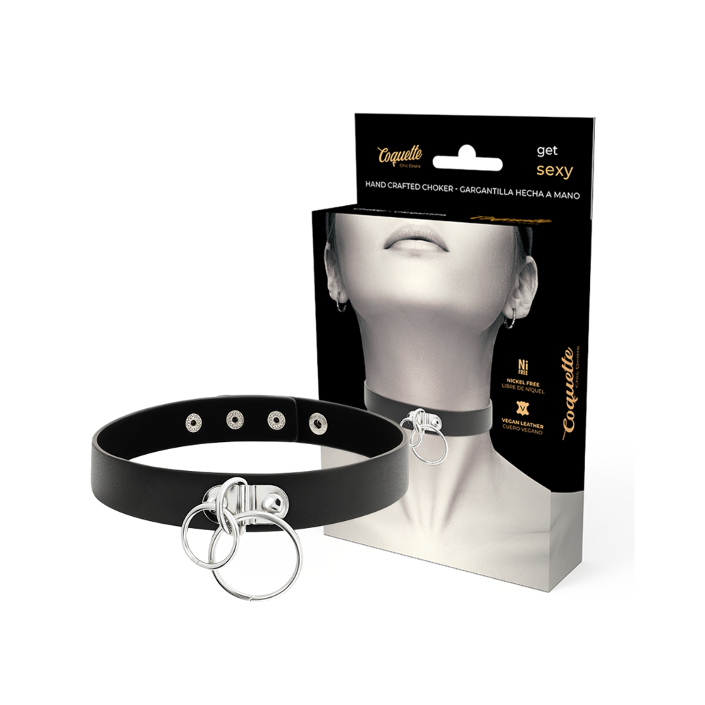CHOKER CUERO VEGANO DOBLE ANILLA