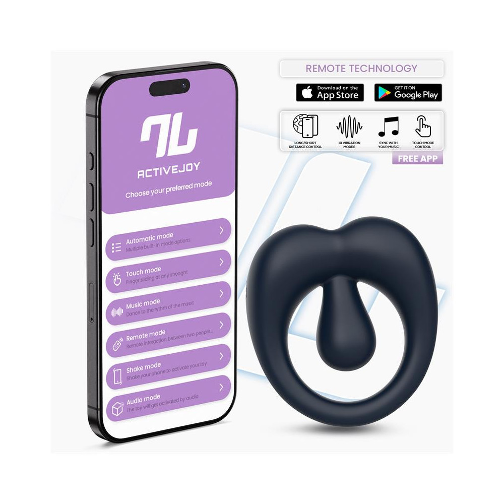 Kenny Anillo Vibrador con Estimulador de Clítoris y APP Azul Noche