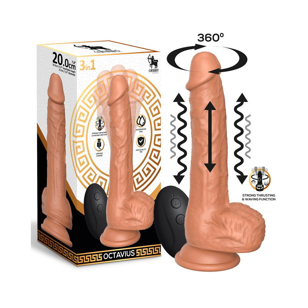Octavius Dildo con Vibración, Thrusting y Waving 360º 7.8" - 20 cm