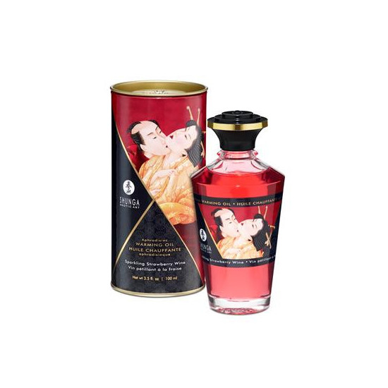 Aceite de Masaje Efecto Calor Aroma Vino Espumoso de Fresa Shunga