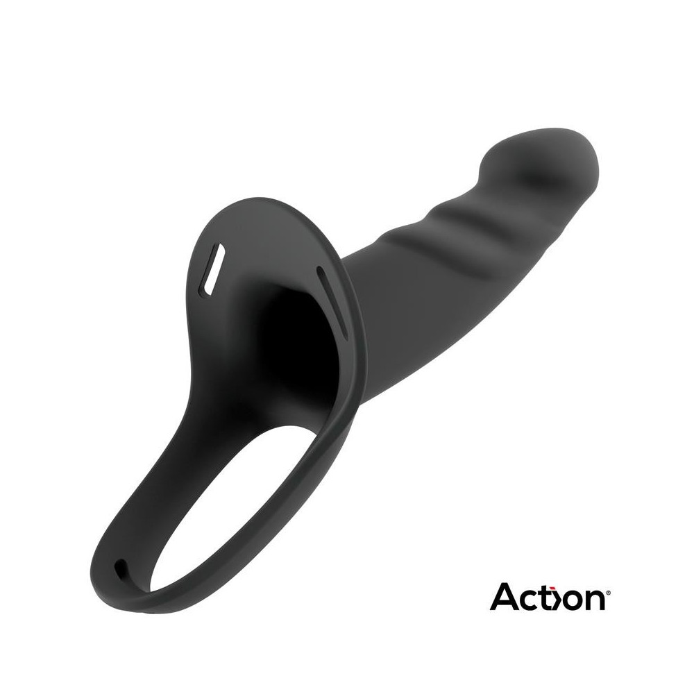 Arnés Strap-on con Dildo Hueco Silicona Premium Talla L Negro